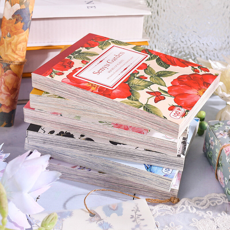 MOHAMM 스크랩북용 100 시트, 창의적인 레트로 꽃 식물 재료 종이, DIY 장식 콜라주 일기장