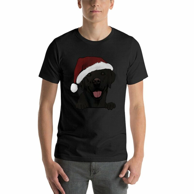 สุขสันต์วันคริสต์มาส: เสื้อยืดลาบราดอร์รีทรีฟเวอร์สีดำเสื้อยืดพิมพ์ลายการ์ตูนเสื้อผ้าวินเทจสำหรับผู้ชาย
