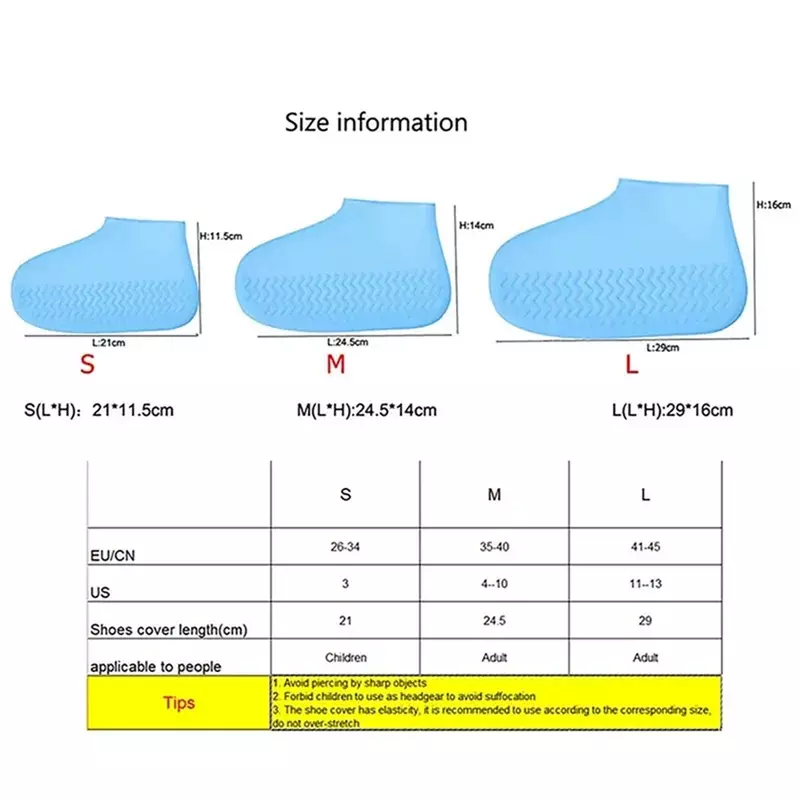 1 Pair Silicone WaterProof Shoe Covers Reusable Slip-resistant Rubber Rain Boots Overshoes Accessories For Outdoor Rainy Day