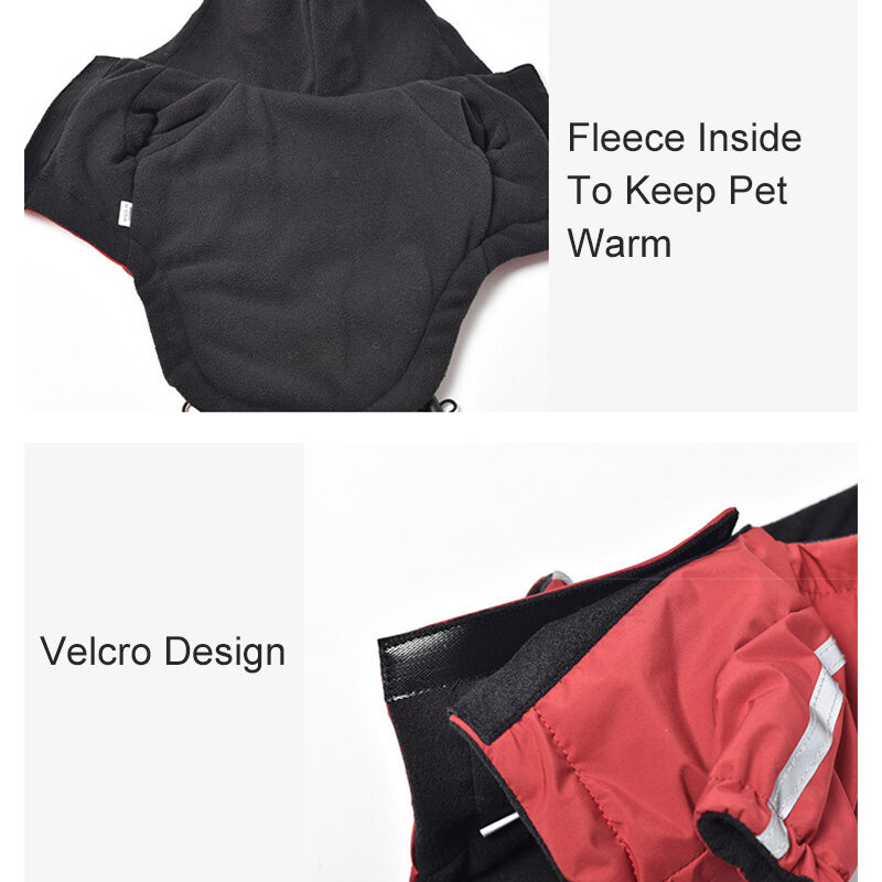 Autumn Winter Pet Dog Waterproof Warm Coat Cotton Hooded Jacket The Dog Face Small Dogs Cat Reflective Pet Clothes Winter Coat