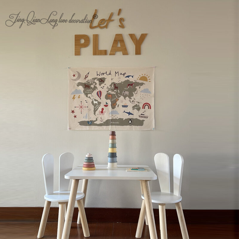 Decoración de pared para habitación de niños, letrero de madera para sala de juegos, Let's PLAY Sign
