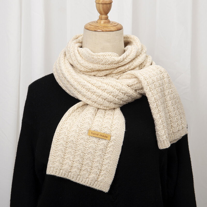 Coarse Wool Knitted Scarf Women's Winter Versatile Girl Student Solid Color Bib Trend Men's Cashmere Warm New Wrap Apparel Shawl