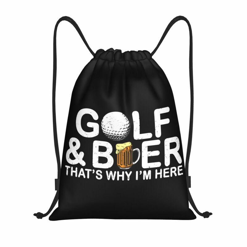 Custom Funny Golf And Beer Quote Drawstring Backpack Bags Men Women Lightweight Gym Sports Sackpack Sacks for Yoga