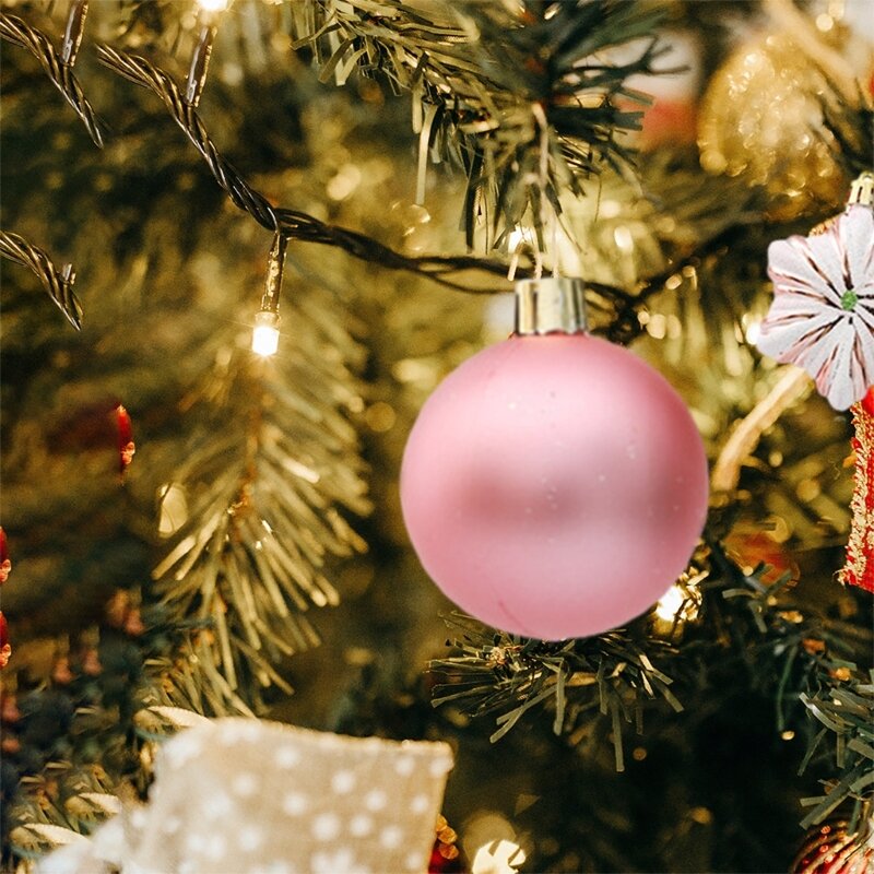 29 قطعة من زينة شجرة عيد الميلاد على شكل كرات وردية على شكل نجمة للديكور الاحتفالي 2024