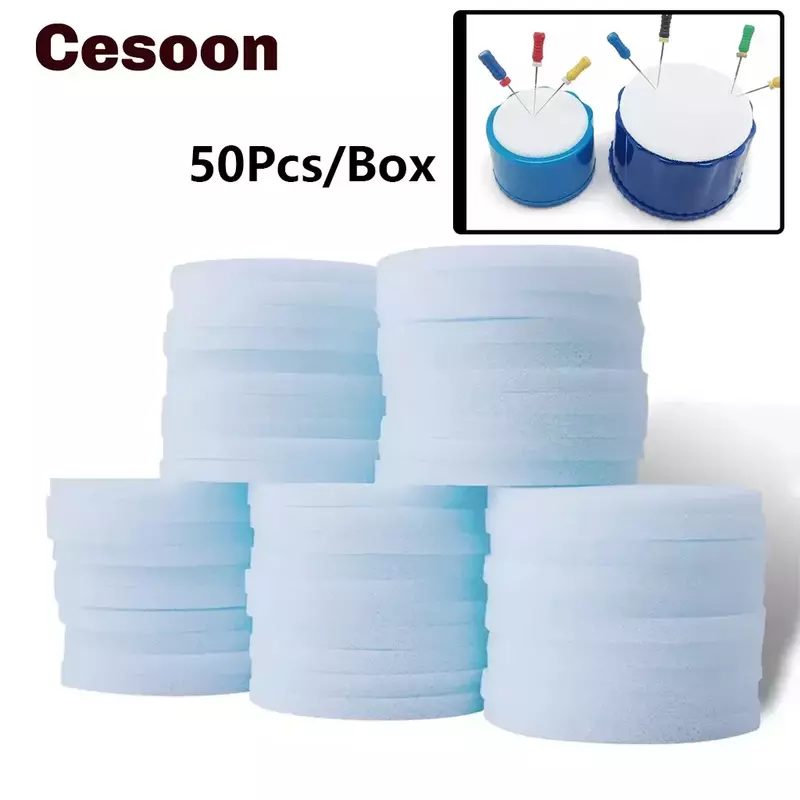 Cesoon 50Pcs/Box Disposable Clean Sponge Pad Soft Dental Endo Files Cleaning Foam Stand Replacement Foam Teeth Whitening Tools