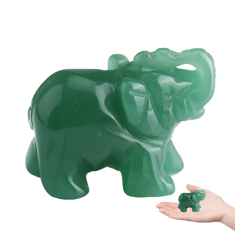 1,5 Zoll Glück Edelstein Zimmer Weihnachten Ornament Geschenk Heilung Kristall geschnitzt Naturstein Home Dekoration Elefant Figur