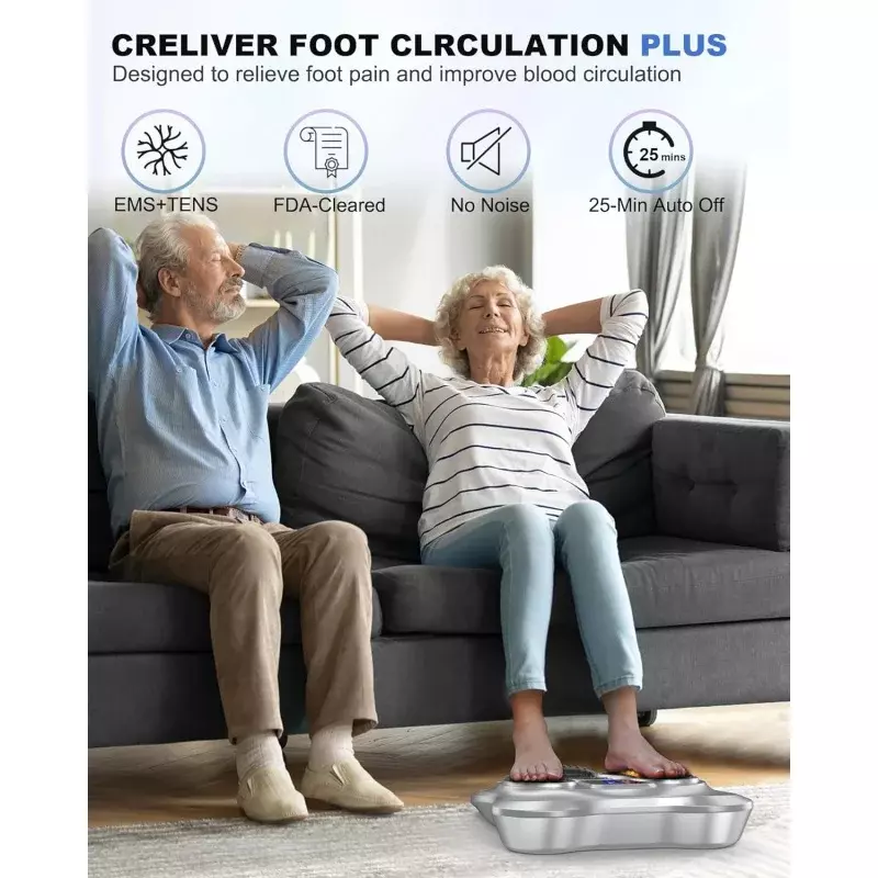 Stimulator kaki Creliver (disetujui FSA HSA) dengan EMS puluhan untuk menghilangkan rasa sakit dan sirkulasi, pemijat kaki EMS untuk neuropatik, Ele