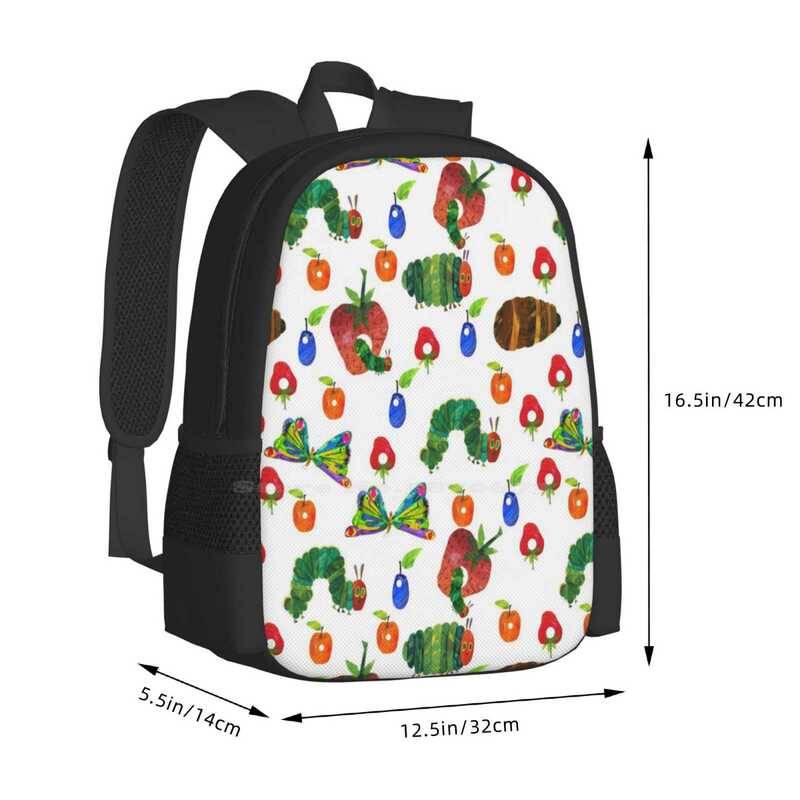 Very Hungry Pattern School Bags Travel Laptop Backpack Very Hungry Pattern Trendy The Hungry Very Hungry Eric Carle Hungry