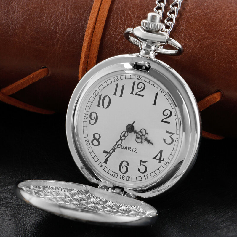 고품질 중립 목걸이 타이밍 펜던트, 실버 중공 조각 쿼츠 시계, 남녀 공용 회중 시계 선물