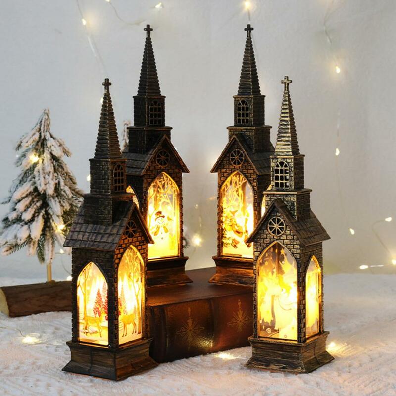 عيد الميلاد متوهجة منزل ضوء Vintage بطارية تعمل عيد الميلاد متوهجة منزل ضوء المحمولة ديكور المنزل للحزب