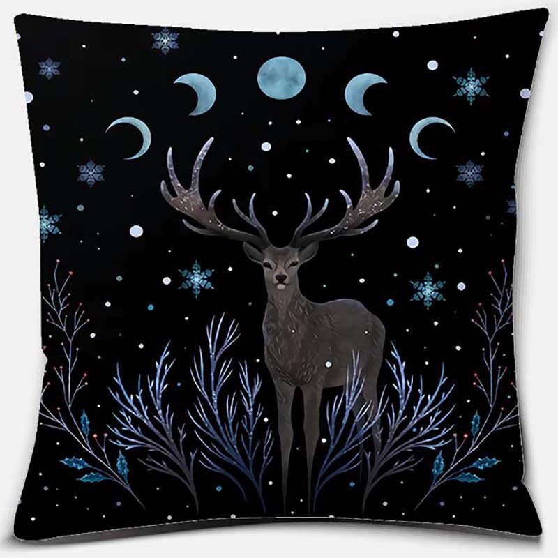 Funda de almohada decorativa con patrón de Luna de animales, funda de almohada cuadrada, decoración para oficina y hogar