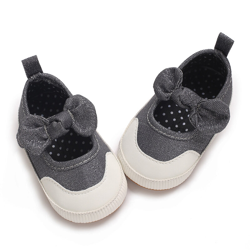 Summer Bow Princess Shoes 0-18 Months Newborn Non slip Soft Sole Cloth Shoes Breathable Infant And Toddler Walking Shoes