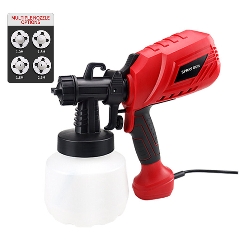 Electric Paint Sprayer Gun with Adjustable Airflow and 650W Motor for Home Interior or Exterior 3 Spray Patterns 4 Nozzles