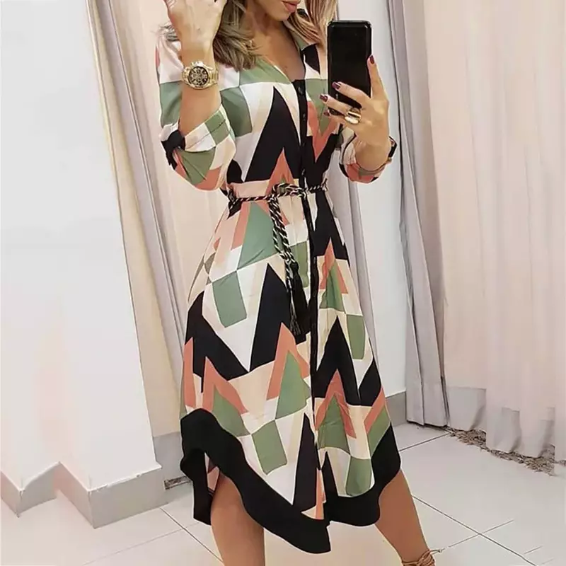 2024 New Women's Dress Flowy Dresses Summer Holiday Style Feminino Print Casual Plus Size Dress Casual Cocktail Dresses