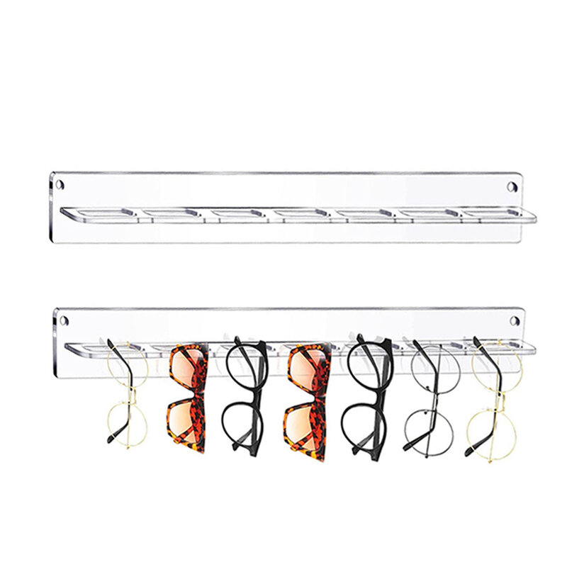 Soporte de acrílico transparente para gafas de sol, organizador montado en la pared, estante de almacenamiento, colgador de exhibición, estante de joyería