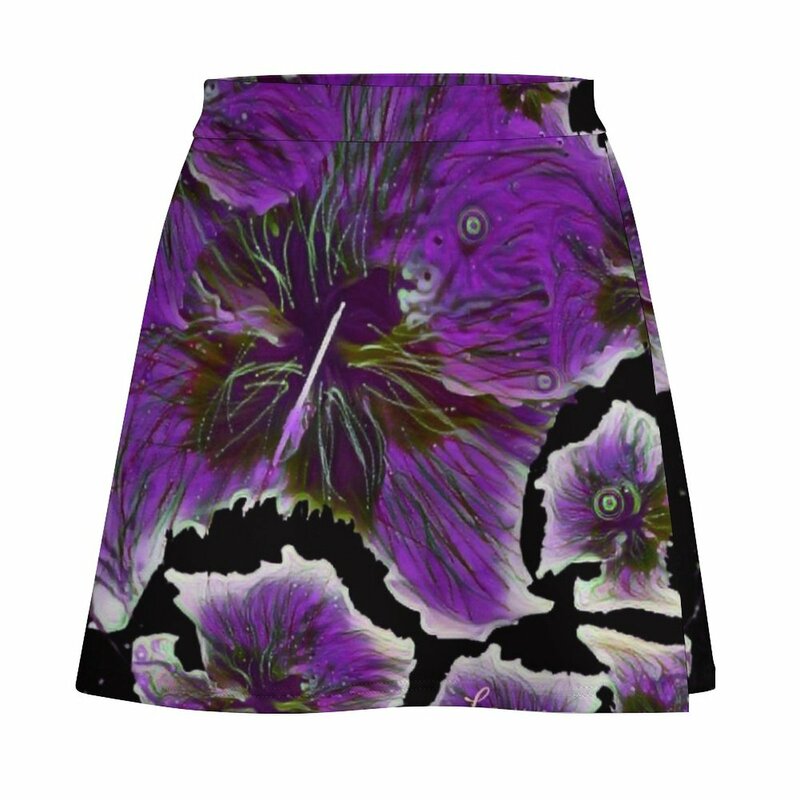 Minifalda con patrón de flores púrpuras para mujer, ropa japonesa kawaii, faldas de verano, 2023