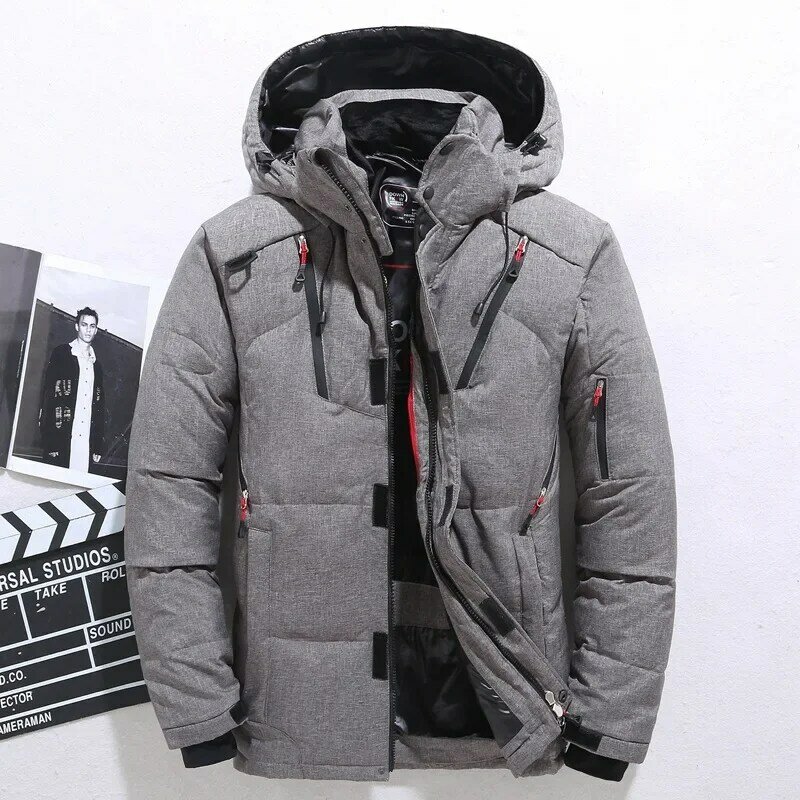 Men Winter White Duck Down Coats Hooded Casual Down Jackets High Quality Male Outdoor Windproof Warm Winter Jackets Size 5XL