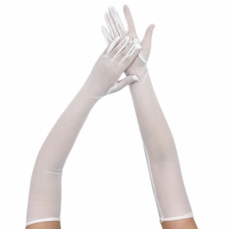 New Ultra-Thin Elasticity Tulle Mesh Gloves Elegant Women Sexy Black Sunscreen Gloves Female Anti-UV Driving Car Gloves
