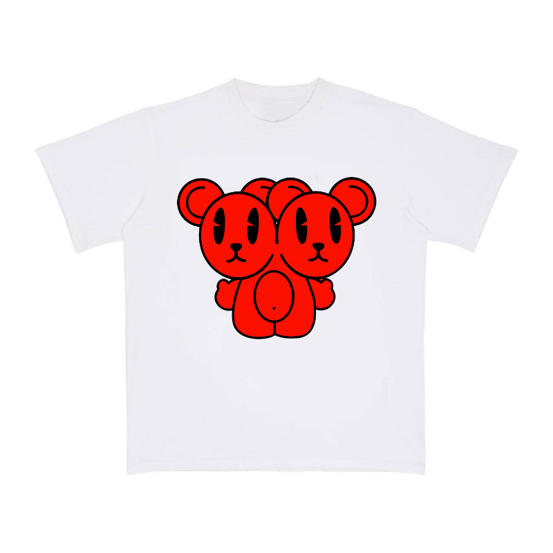 Y2K amerykańska moda urocza nadruk niedźwiedzia oversize luźny T-shirt Kawaii Goth casualowa koszula uliczna Femme z krótkim rękawem