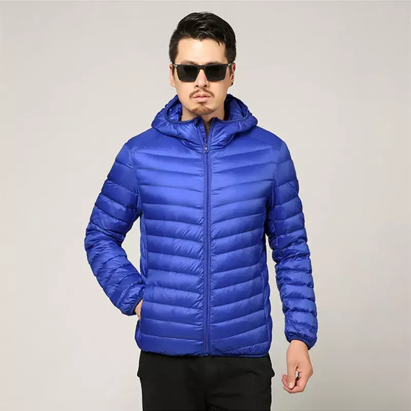 Jaqueta leve e embalável masculina, resistente à água e ao vento, casaco respirável, tamanho grande, capuz masculino, para todas as temporadas