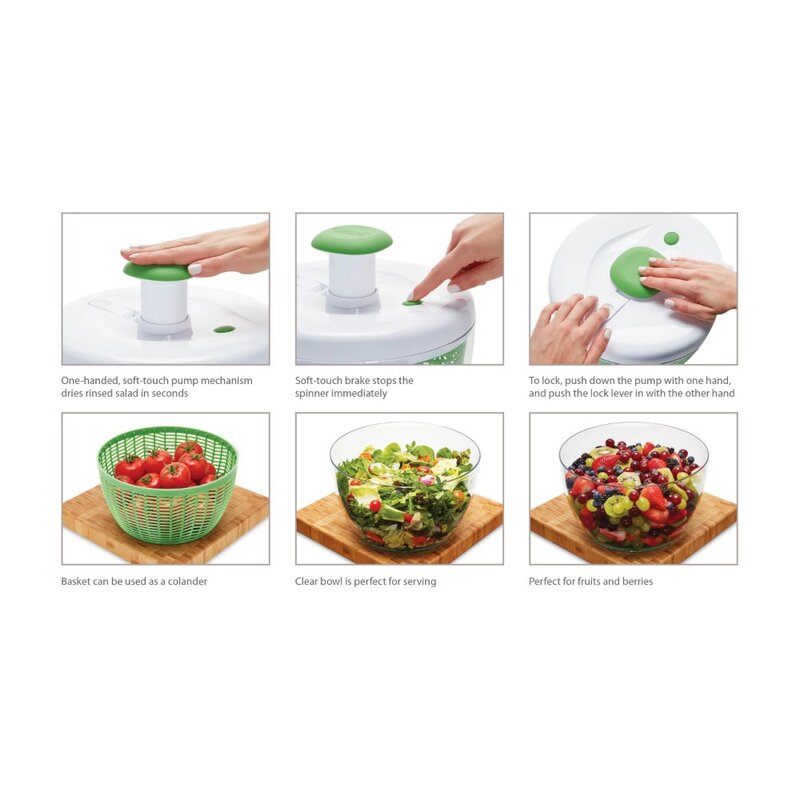 Farberware-Spinner à salade professionnel en plastique, 2.4 lb, vert avec couvercle blanc