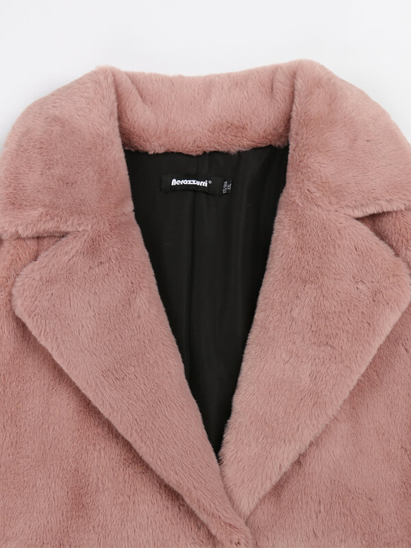 Nerazzurri-女性用の長くて暖かい色の冬服,厚くて柔らかいふわふわ,大きなサイズ,フェイクレックスウサギの毛皮のコート,4xl 5xl,2022