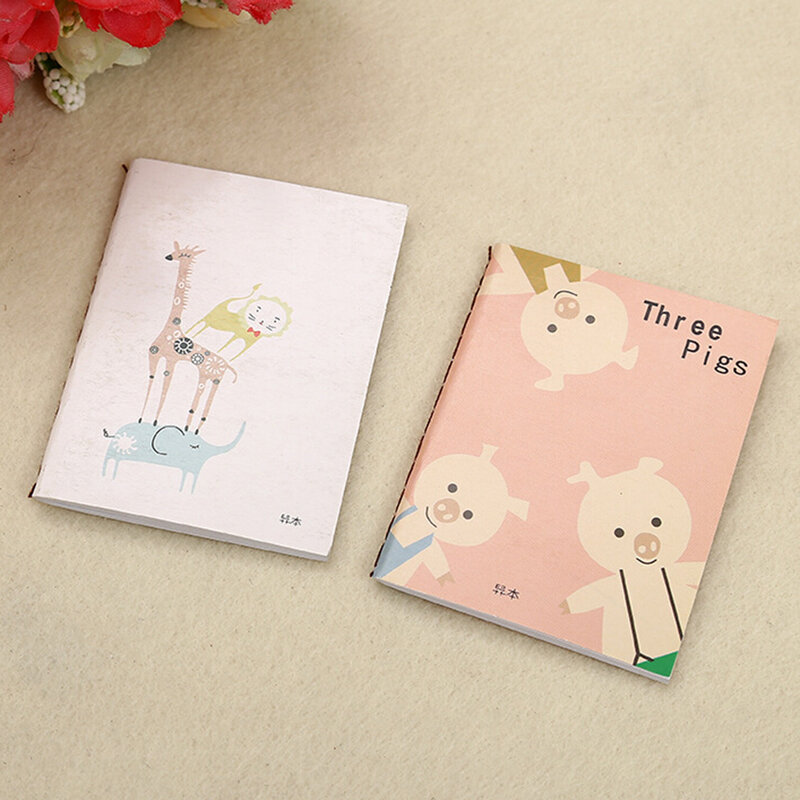 Cuaderno de bloc de notas Retro para niños, imagen de dibujos animados encantadora coreana, lindo cuaderno de dibujos animados, papelería Vintage, altura de 8cm