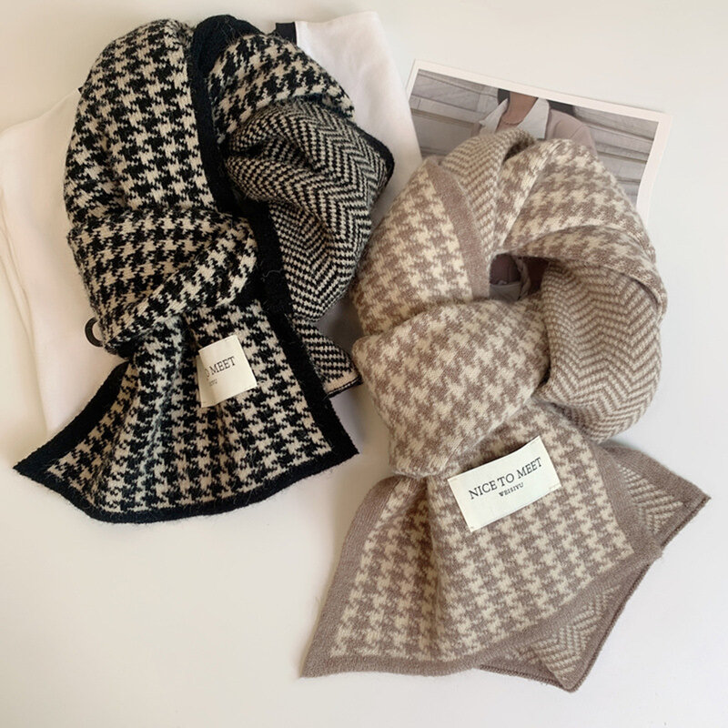 Bufanda de punto gruesa de doble cara para estudiantes, bufanda cálida de alta calidad para exteriores, regalo de pareja, nueva marca de invierno
