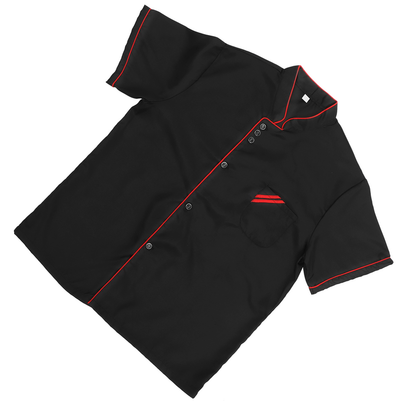 Uniforme de chef unisexe à manches courtes, chemise de base pour restaurant de service alimentaire de Chamonix, taille XXXL (noir)