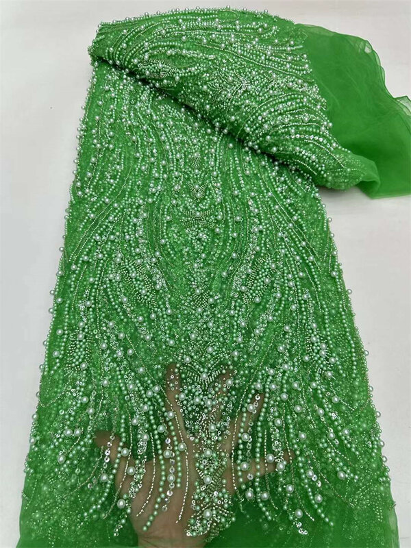 Luxo elegante lantejoulas africanas frisado tecido de renda, nigeriano casamento nupcial bordado, francês tule costura, alta qualidade, 2024