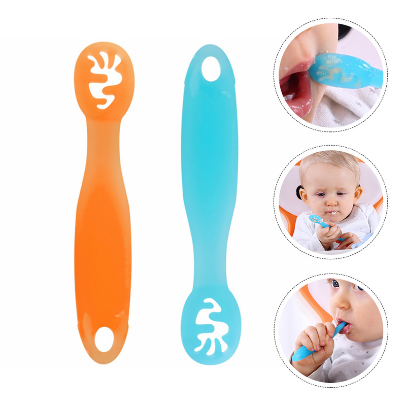 2 Stück Leck löffel Besteck sichere Baby utensilien Dip Silikon Trainer essentielles Kieselgel