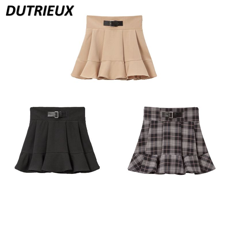 Faldas de cintura alta que combinan con todo para mujer, estilo japonés, dulce, lindo, Color puro, informal, primavera y verano, nuevo