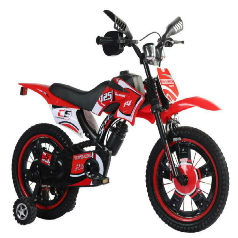2022 nova simulação das crianças da motocicleta bicicleta das crianças de 12 polegadas montanha esportes ao ar livre metal sólido bicicleta das crianças