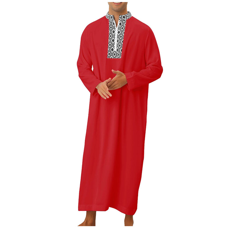 Men'S Robe Daily Causal All-Match Regular Pullover Zipper Closure Casual Wear Home Outdoor Party Comfy Straight Muslim Robe