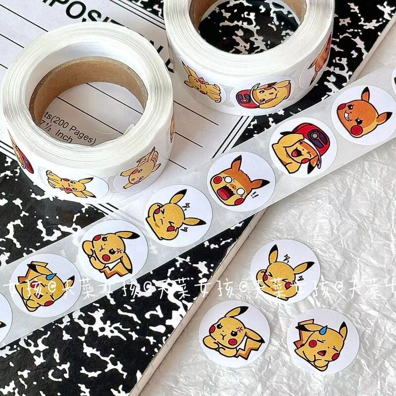 New500PCS Cute Pokemon Pikachu Roll Sticker Handbill Material Cute High Appearance Level Envelope Sealing Sticker Student Kawaii