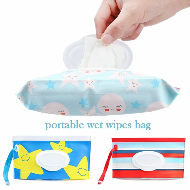 Fashion Outdoor Carrying Case Flip Cover Baby Product Snap-Strap Wet Wipes Bag Tissue Box Stroller Accessories Cosmetic Pouch