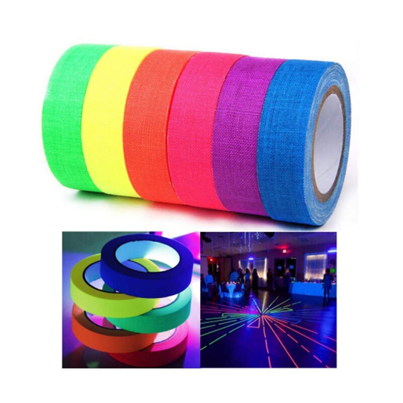 UV Glow Cotton Tape Neon Gaffer Party Tape Safety Warning Neon Tape UV Tape Wedding Decorations Home Decorations