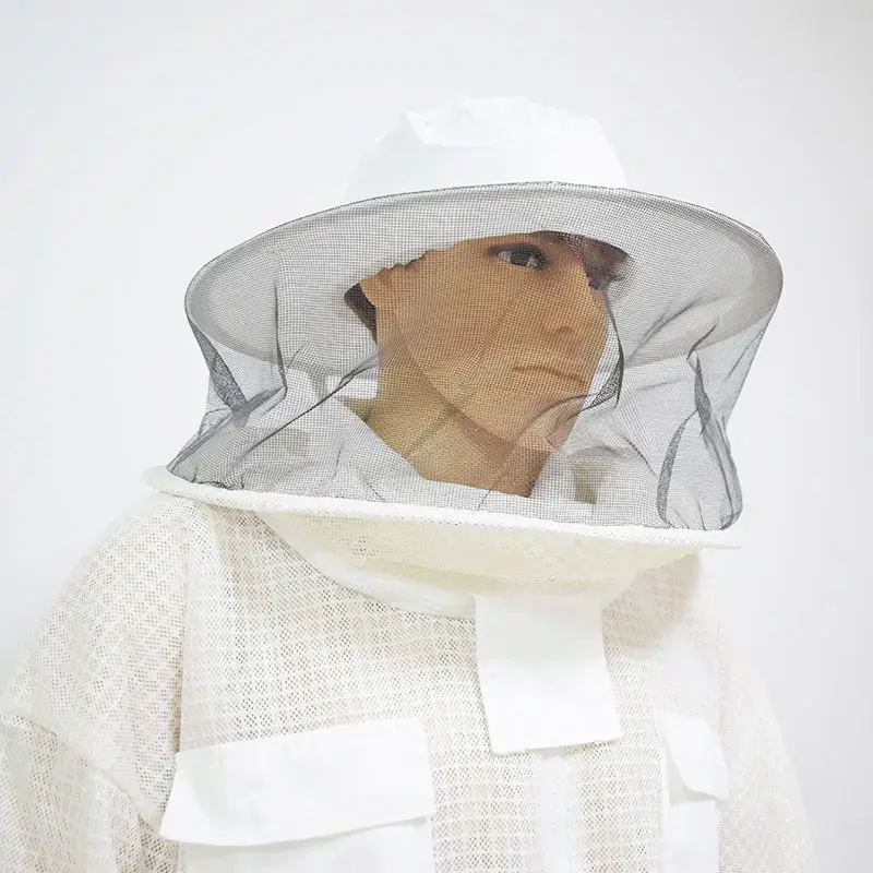 Terno ventilado respirável da apicultura com véu redondo, Apicultor Profissional Anti Bee Protective Clothing, 3 Camadas