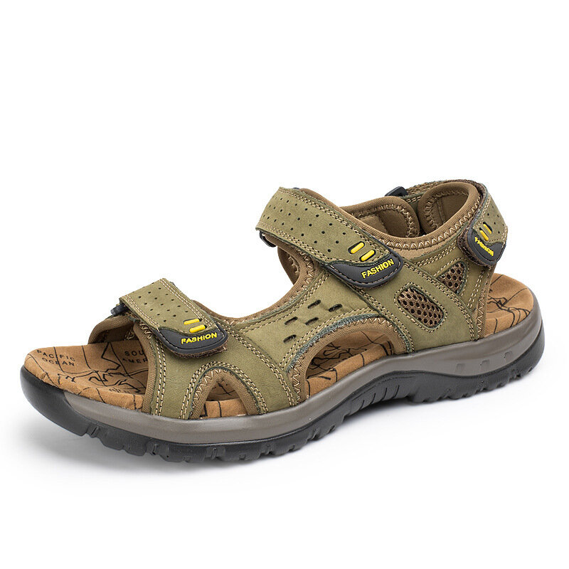 Sandálias de praia de couro genuíno masculinas, sapatos macios tamanho grande, sandálias de verão de lazer, nova moda, alta qualidade, tamanhos 38-48