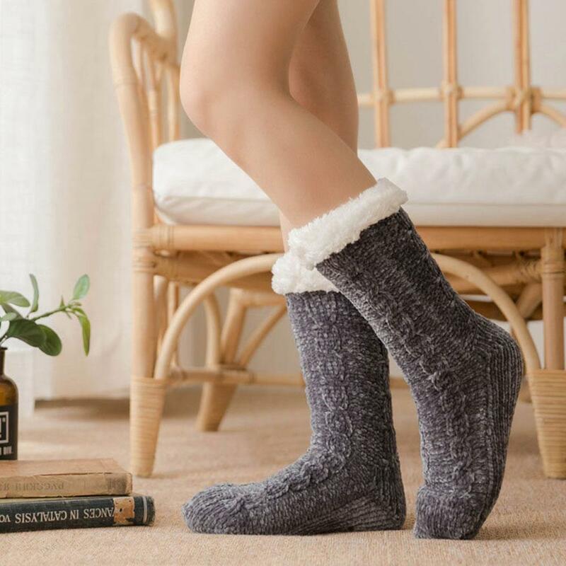 ถุงเท้าผ้าฝ้ายเนื้อหนาสำหรับผู้หญิงถุงเท้าใส่สบายสำหรับใส่นอนพักผ่อนพื้นนุ่มกันลื่น I1B9แฟชั่นสำหรับฤดูหนาว