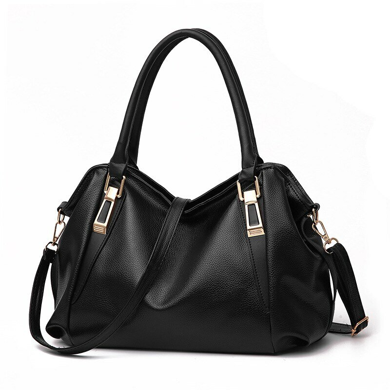 여성용 캐주얼 패션 숄더백, 단색 소프트 대용량 가방, 크로스 바디 핸드백