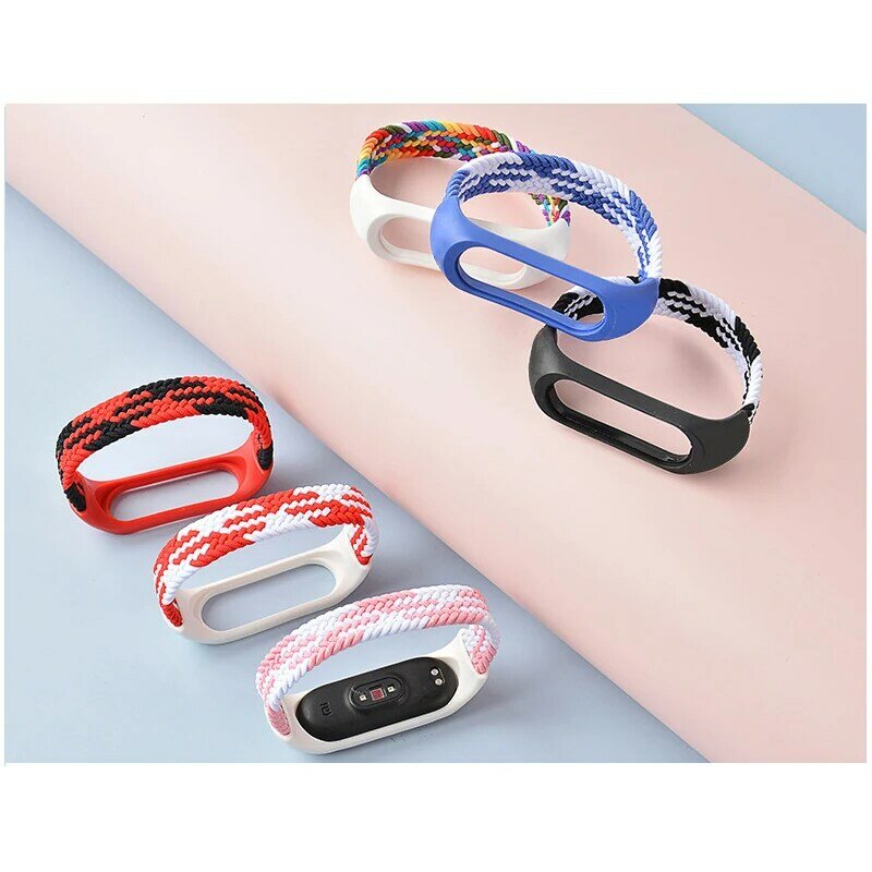 Gevlochten Solo Loop Voor Xiaomi Mi Band 7 Band Nylon Horlogeband Nfc Armband Smart Watch Miband6 Riem Correa On Mi Band 7 6 5 4 3 8