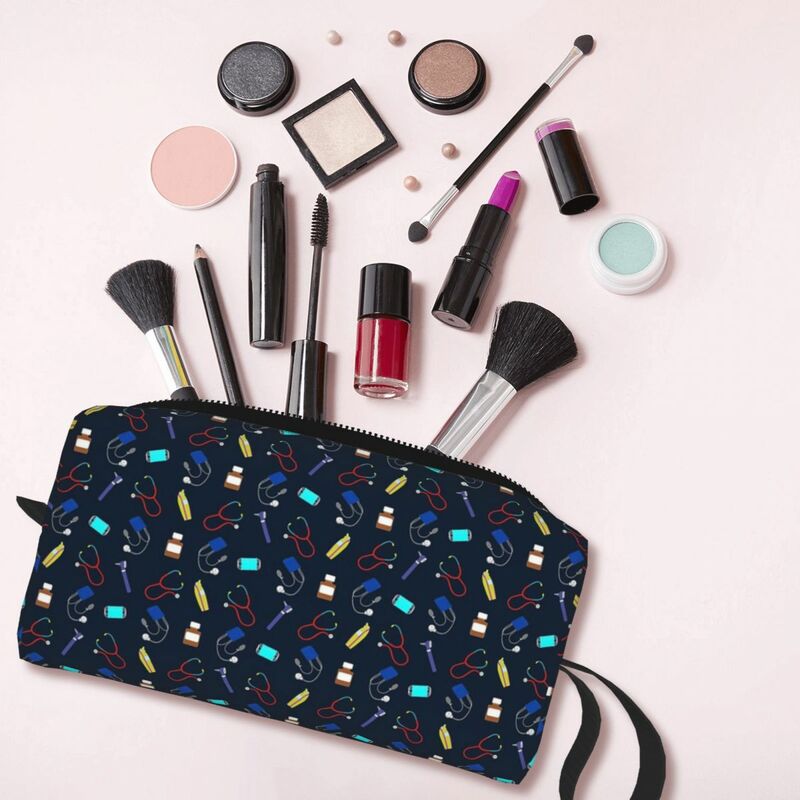 Medical Equipment Pattern Makeup Bag Cosmetic Organizer Storage Dopp Kit Toiletry Cosmetic Bag Women Beauty Travel Pencil Case