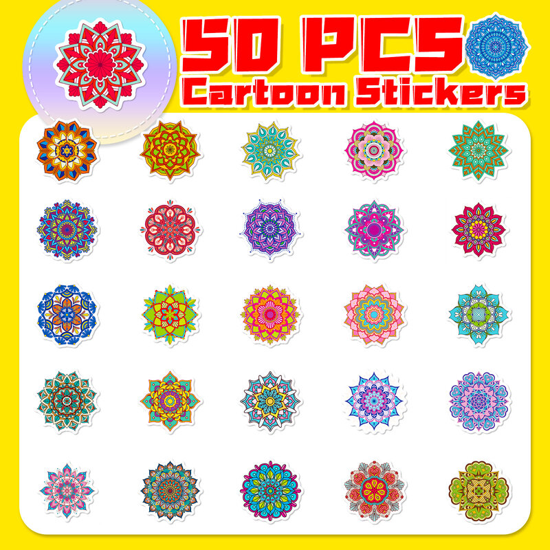 50 Stuks Cartoon Mandala Serie Graffiti Stickers Geschikt Voor Laptop Helmen Desktop Decoratie Diy Stickers Speelgoed Groothandel