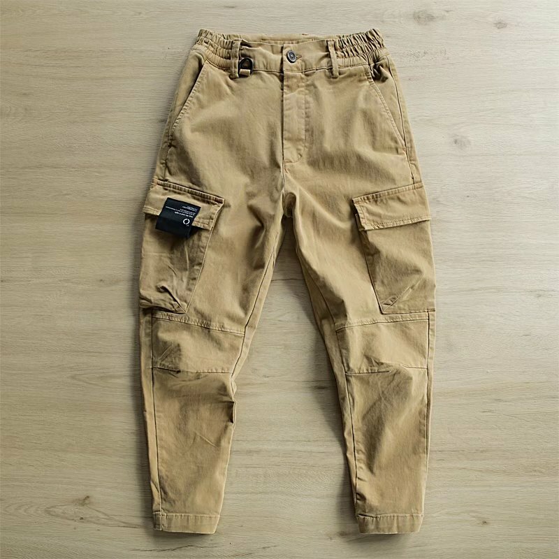 Pantalones Cargo a la moda para hombre, pantalón holgado con cintura elástica, informal, talla grande Z69, primavera y verano