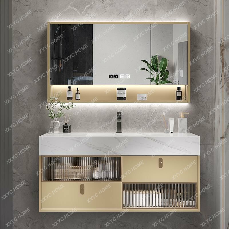 Whole Washbin Modern Simple Double Basin Light Luxury Washstand Bathroom Cabinet Floor Customization