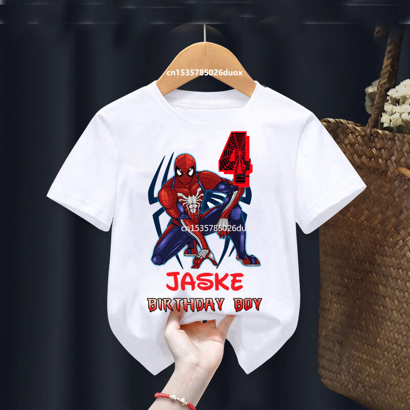 Estate 2 3 4 5 6 7 8 9 compleanno Marvel Spiderman ragazze camicie ragazzo personalizza nome compleanno t-shirt festa di compleanno vestiti per bambini