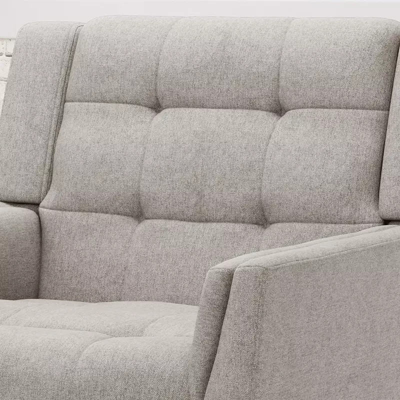 Silla de brazo de tela moderna de mediados de siglo, sillón de nogal y tela, lino, sala de estar, adecuado para sala de estar y dormitorio