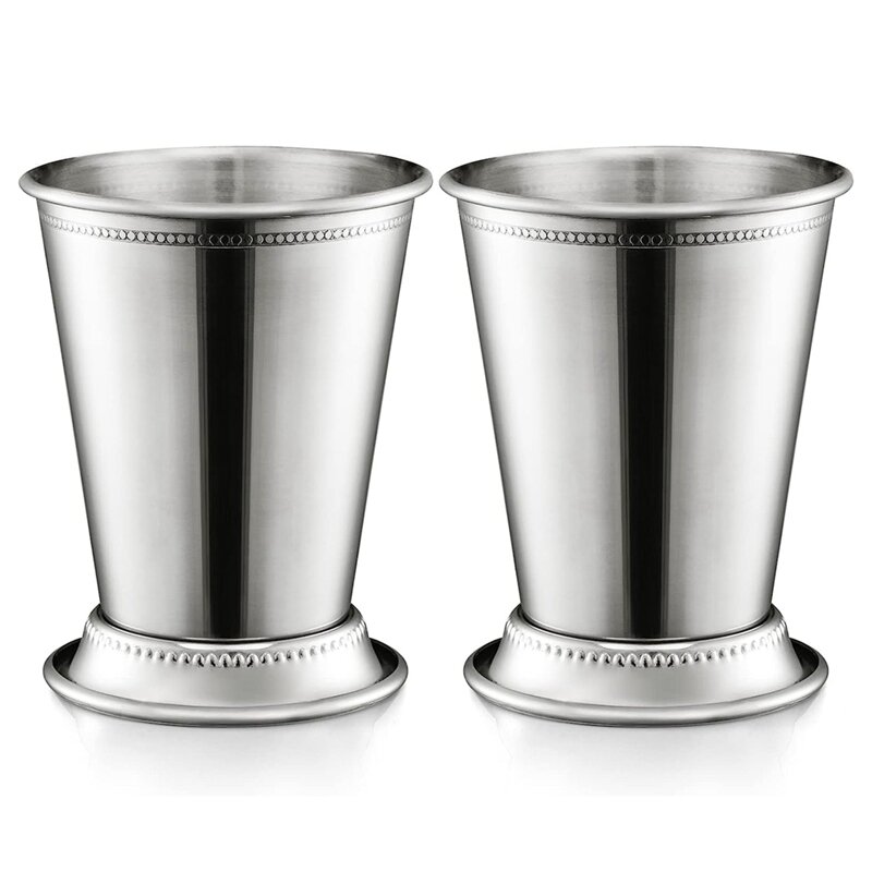 New Set Of 2 Mint Cups, Classic Stainless Steel Glasses For Party, Bar, Home, Restaurant, Stainless Steel 12Oz