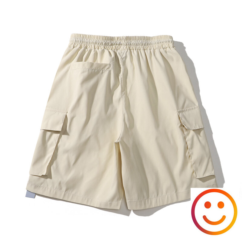 Pantalones cortos de poliéster con cordón para hombre y mujer, pantalones de trabajo de verano, con bolsillo y cordón, Color sólido